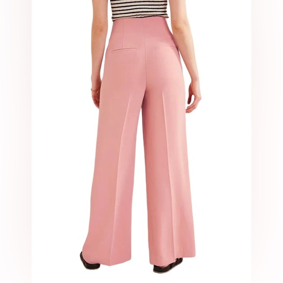 Boden Pants Women’s 4R Rose Pink Girly Femme Wide Leg Crepe High Waist NWT - Picture 2 of 10